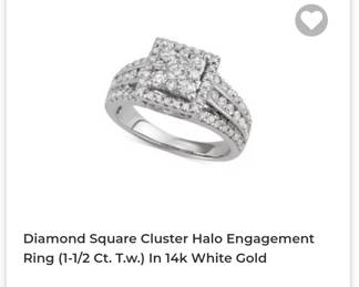 1 1/2 carat diamond ring 14k white gold
