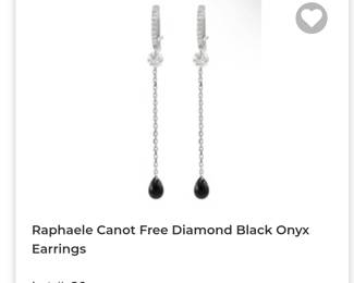 14k white gold raphaele canot free diamond black onyx earrings