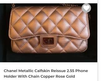 Chanel Metallic Calfskin Reissue 2.55 phone holder chain copper rose gold 