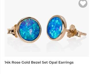 14k rose gold opal earrings