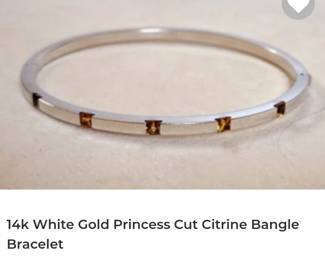 14k white gold Citrine bangle bracelet