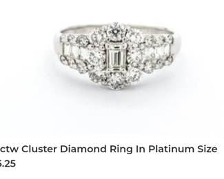 Platinum 1 carat cluster diamond ring