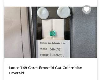 1.49 carat emerald cut Colombian emerald