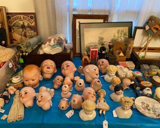 Doll heads, art work, china dolls