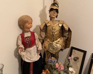 Vintage Kathe Kruse store display and also doll in armor 