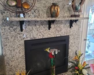 Petals Faux Flower Arrangements, Wood & Glass Sculpture, Blown Glass Flowers