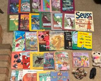 children's books including Barbies/Dr. Seuss