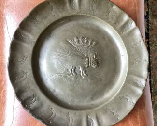 Antique French pewter plate : Order of the Porcupine   (Louis XII)