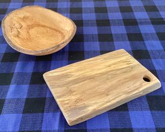 Spencer Peterman spalted maple bowl and cutting board