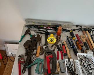 Assortment of Hand Tools - Hammers,  Wrenches, Sockets, Staple Guns, Clamps