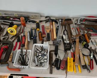 Assortment of Hand Tools - Hammers, Screwdrivers, Pliers, Wrenches, Sockets