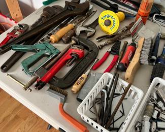 Assortment of Hand Tools - Hammers, Screwdrivers, Pliers, Wrenches, Sockets, Staple Guns, Clamps
