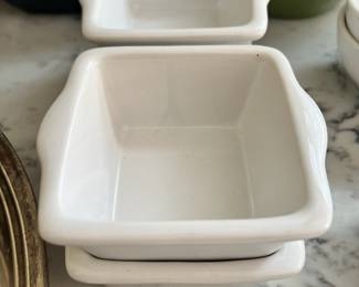 Set of 4 Apilco France Porcelain Square Dip Bowls