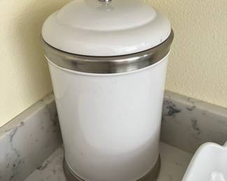White Stoneware Canister 