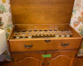 Solid Wood Bar Cabinet with Key