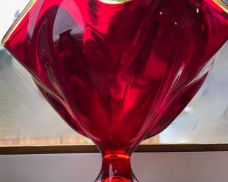 Viking Ruby Red Handkerchief Compote Vase