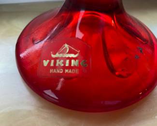 Viking Ruby Red Handkerchief Compote Vase
