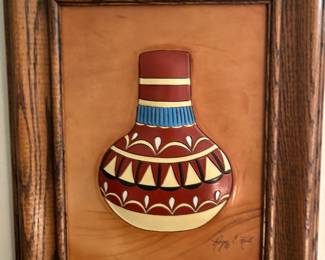 Sculpted Leather 3D Vase Artwork by Roger Kull