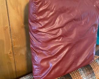 Red Leather Throw Pillow