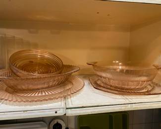 Assortment of Pink Depression Glass