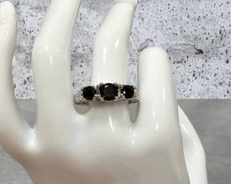 Beautiful Silver Black Stone Ring  See Video