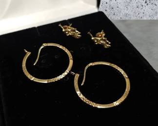 Gold Over Sterling Silver Earrings Hoops  Polo