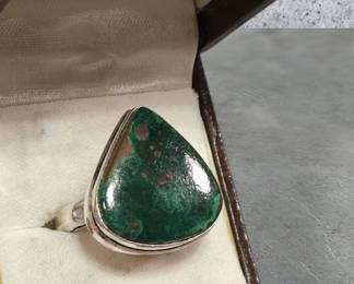 Green Chrysocolla Sterling Silver Ring