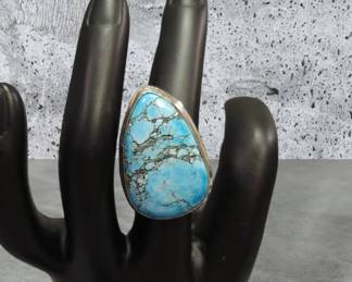 Blue Colored Turquoise Sterling Silver Ring