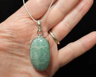 Beautiful Green Amazonite Sterling Silver Necklace