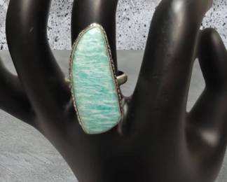 Green Amazonite Sterling Silver Ring