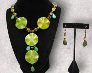 Nephrite Necklace With Earrings See Video