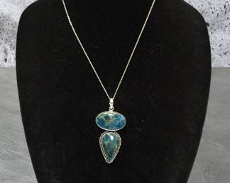 Blue Apatite Sterling Silver Necklace See Video