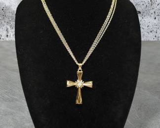 White Sapphire Cross Necklace See Video
