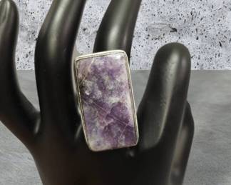 Sterling Silver Purple Lepidolite Ring See Video