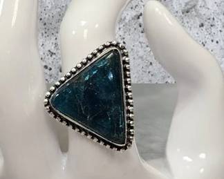 Sterling Silver Blue Green Apatite Ring See Video