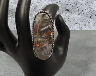 Stick Agate Sterling Silver Long Ring See Video