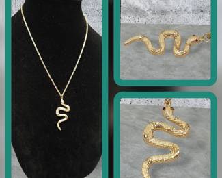 Serpent Snake Necklace With Red Eyes  See Video