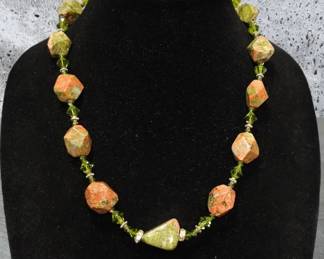 Unakite Tested Chunky Necklace See Video