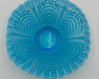 Blue Opalescent Bowl, "Reverse Drape"