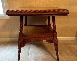 Oak Parlor Table, Carved Decorations