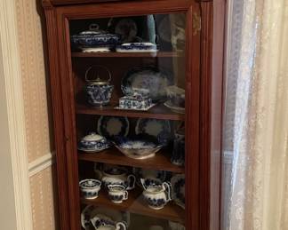 Walnut Bookcase, Collection of Flow Blue, China Clock