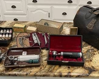 Circa 1900's doctors bag complete with instruments from around 1950s.