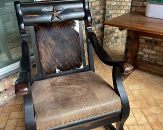 Cowhide and leather hobnail rockers with Texas star (set of two)