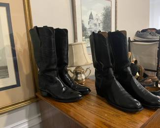 Numerous gorgeous pairs of men's Lucchese cowboy boots - size 10.5 and 11 (also have many beautiful men's belts with sterling silver buckles, turquoise, and coral accents)