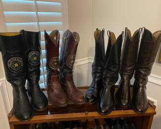 Numerous gorgeous pairs of men's Lucchese cowboy boots - size 10.5 and 11 (also have many beautiful men's belts with sterling silver buckles, turquoise, and coral accents)