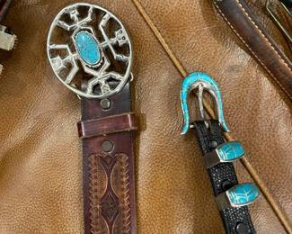 Sterling and turquoise men's belts