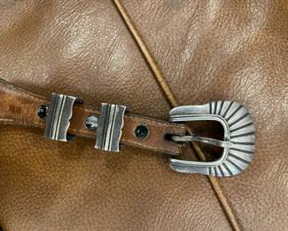 Sterling buckle and tip men's belts