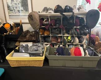 Men's shoes, slippers, hats and accessories. Also large collection of dress shirts.