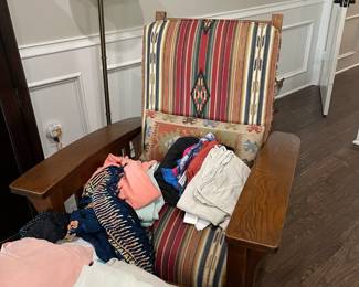 Frank Lloyd Wright style chair with matching ottoman