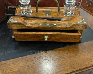 Circa 1900 inkwell and storage box